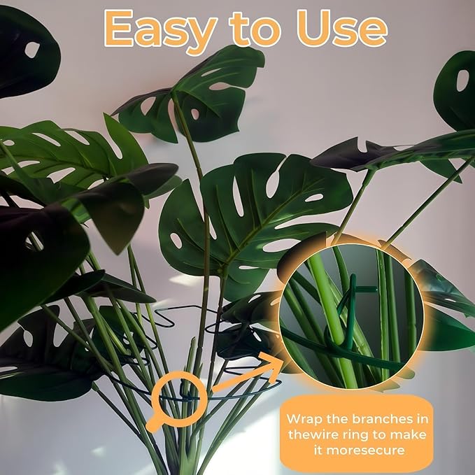 5Pcs Iron Monstera Plant Support, Uniquely Plant Holder Stakes for Indoor Plants, Turtle Shell Bamboo Clamp Set for Thriving Growth Monstera Plant Accessores (Green)