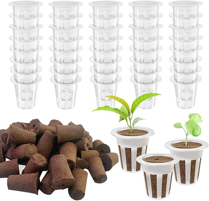 80 Pcs Hydroponic Seeds Grow Sponges Pods Kit,Indoor Hydroponics Growing System Root Plant Basket,Hydroponic Pods Cups Pot and Grow Sponges for Garden Indoor Herb Hydroponic Growing System