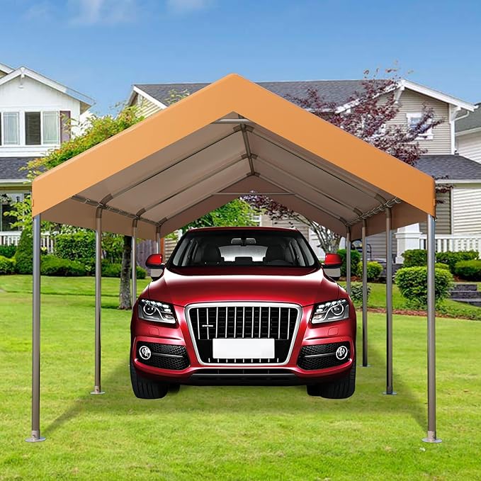 Heavy Duty Carport Canopy 10x20FT,Outdoor Garage Car Shelter Shade,Portable Garage with Roll-Up Windows, Doors, Uv Resistant and Waterproof for Car Truck Motorcycle