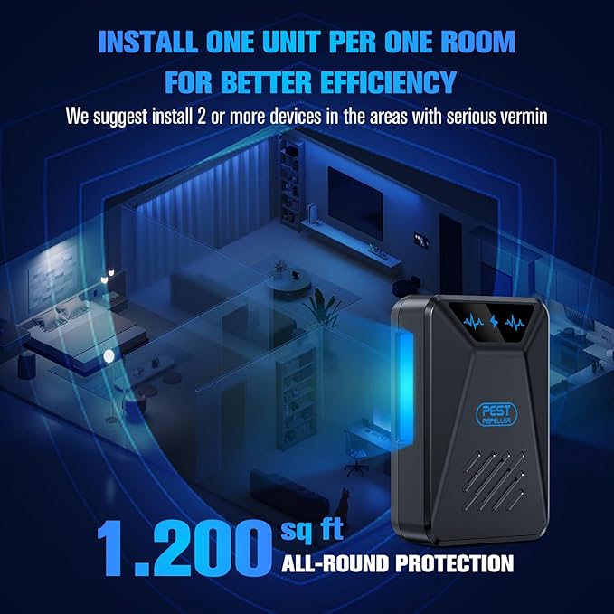 6 Packs Ultrasonic Pest Control Repeller, Electronic Pest Repellent Plug in Indoor for Insect Roaches Spider Ant Bug Mosquito Mouse Repellent for House Kitchen Garage Warehouse (Black)