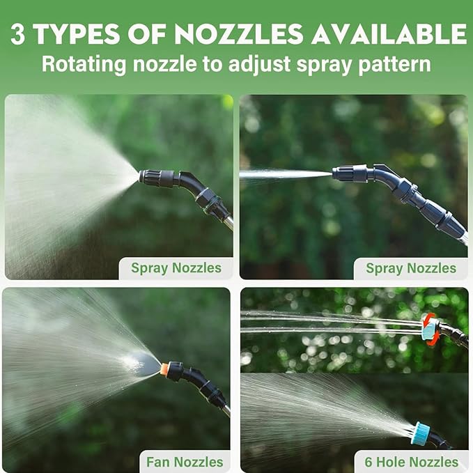 Battery Powered Sprayer Wand,Electric Plant Sprayer Telescopic Watering Wand with 16.4FT Hose,Rechargeable Electric Watering Sprayer Handle with 3 Adjustable Nozzles & Filter for Lawn, Yard and Garden