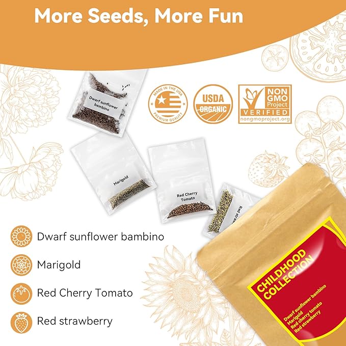 inbloom Vibrant Wildflower & Fruit Mixd Seed Pod Kit for AeroGarden, Ahopegarden Hydroponics Growing System, 12-Pods (350 Seeds+, Include Dwarf Sunflower, Marigold, Red Cherry Tomato, Red Strawberry