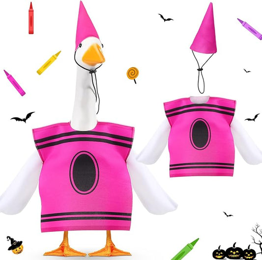 Geyoga Halloween Goose Crayon Costume Porch Goose Outfits 23" Fall Geese Clothes Classroom Lawn School Garden Patio Yard Outdoor Decorations(Hot Pink,Crayon)