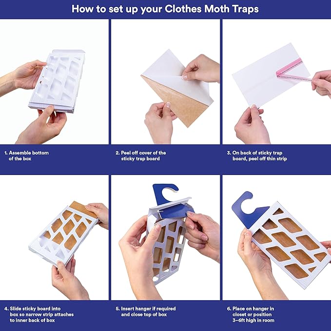 Powerful Moth Traps for Clothes & Closets | Refillable 3-Pack | Odor-Free & Natural | Moth Pheromone Traps for House & Clothing