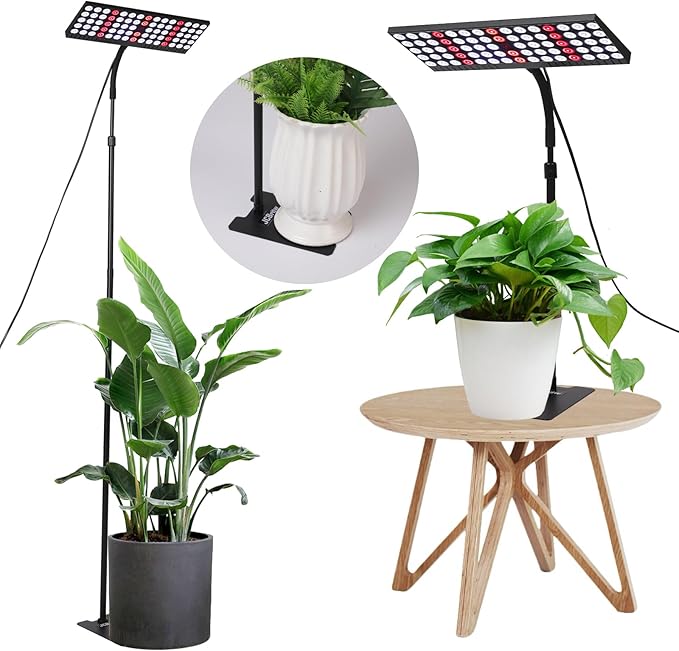JCBritw 90W Floor LED Grow Light for Tall Indoor Plants Adjustable Desktop Plant Lamp White Full Spectrum with IR Grow Lights on Stand for Seed Starting, Seedlings, Veg, Flower