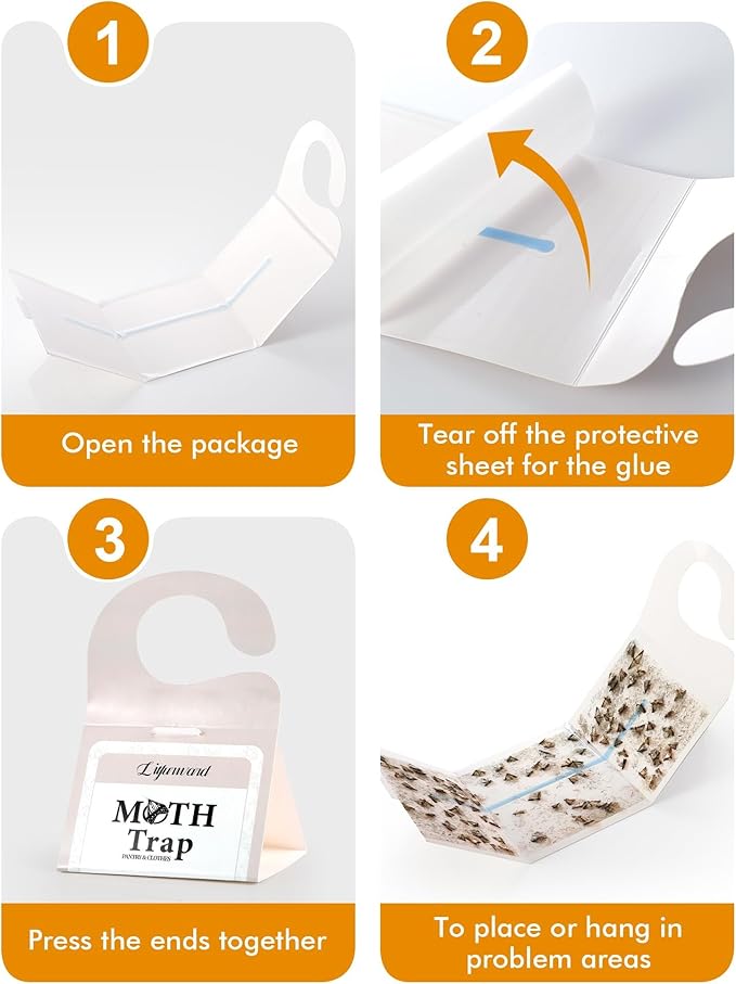 Pantry Moth Traps - Extra Strength Hanging Clothes Clothing Moth Traps with Pheromone for House Pantry Indoor Closets - 20 Pack