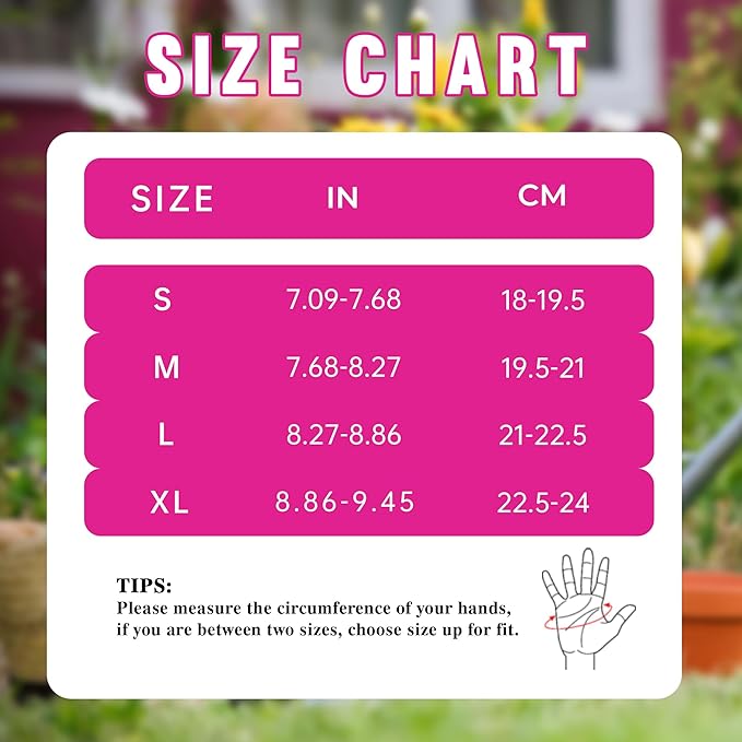 HANDLANDY Ladies Leather Gardening Gloves, Thorn Proof Women Rose Pruning Garden Yard Glove, Heavy Duty Long Sleeve Gloves (Medium, Rosy)