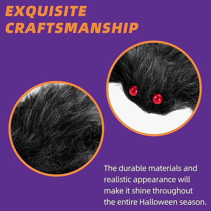 Halloween Decorations Outdoor and Indoor,2pcs 78" Giant Spider Decorations,Scary Large Spider Props for Yard Lawn,Halloween Party Decorations,Haunted House Decor,Black