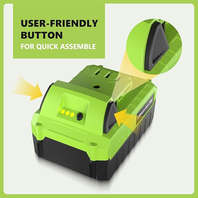 4Ah Lithium-ion Battery Pack for 20-Volt Cordless Snow Shovel Snow Blowers