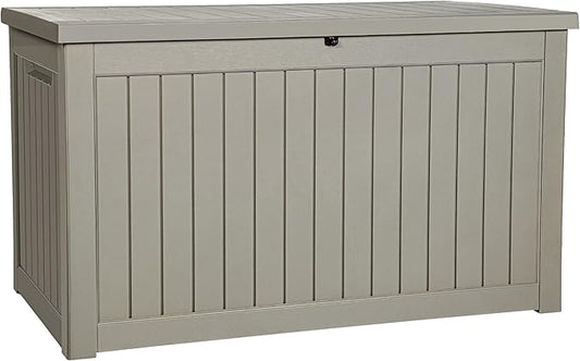 YITAHOME XXL 230 Gallon Large Outdoor Storage Deck Box for Patio Furniture, Outdoor Cushions, Garden Tools and Sports/ Pools Equipment, Weather Resistant Resin, Lockable (Taupe)