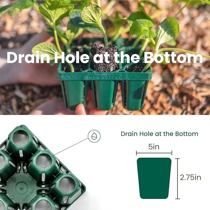 Vego garden Seedling Suite Products, 4 Pack Standard Seedling Trays with 10" x 10" Bottom Watering Trays