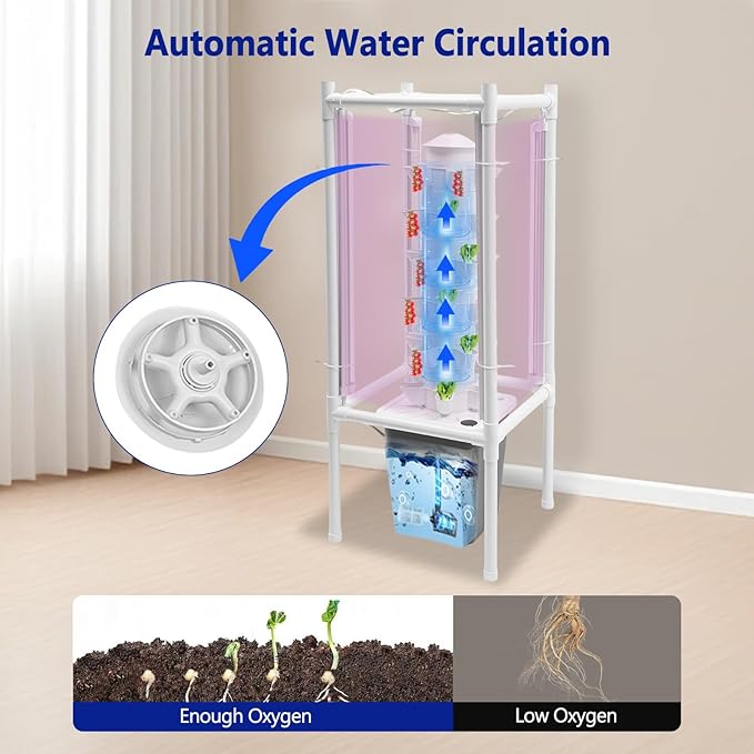 Hydroponic Growing System, Planter Germination Tower with Pump, 30 Pods Indoor Gardening Vertical Garden Planter Indoor Smart Garden Kit for Gardening Lover Herbs,Fruits (Grey)