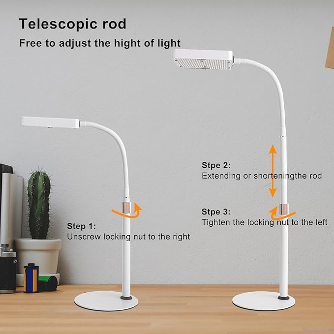 Tabletop Grow Light with Timer, Bright Desk Grow Lights for Indoor Plants, Seed Starting, Seedlings, Bonsai, Succulent, Cactus, Vegetables, 16"-24" Height Adjustable, Daisy Chain Function