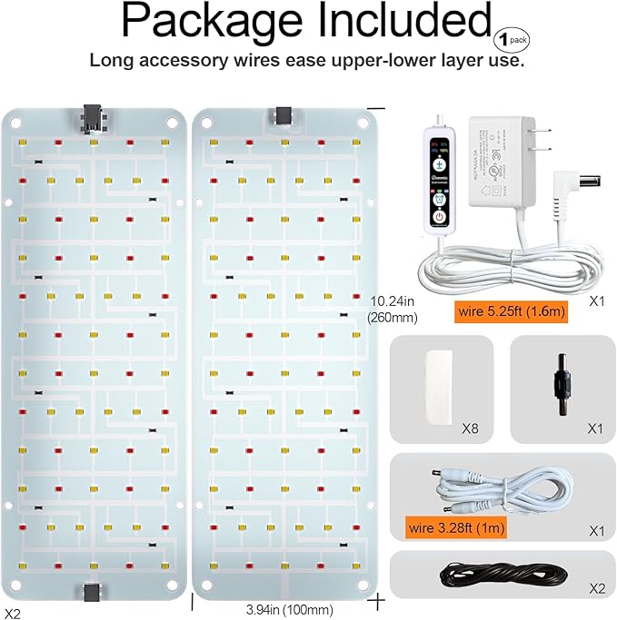 DOMMIA Grow Light, 20W Ultra-Thin Panel Grow Lights for Indoor Plants, High PPFD Full Spectrum, Dimmable, 6/12/16H Timer Auto on/Off, Suitable for Indoor Growing, Cold White 2-Pack