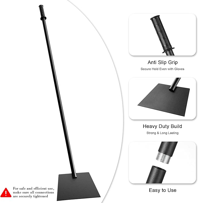 Snow Shovel ice Scraper with Detachable Extension Pole, Adjustable 28.5–61in Handle, Large Blade for Snow & Ice Removal, Anti-Slip Grip, Multi-Purpose Outdoor & Survival Tool