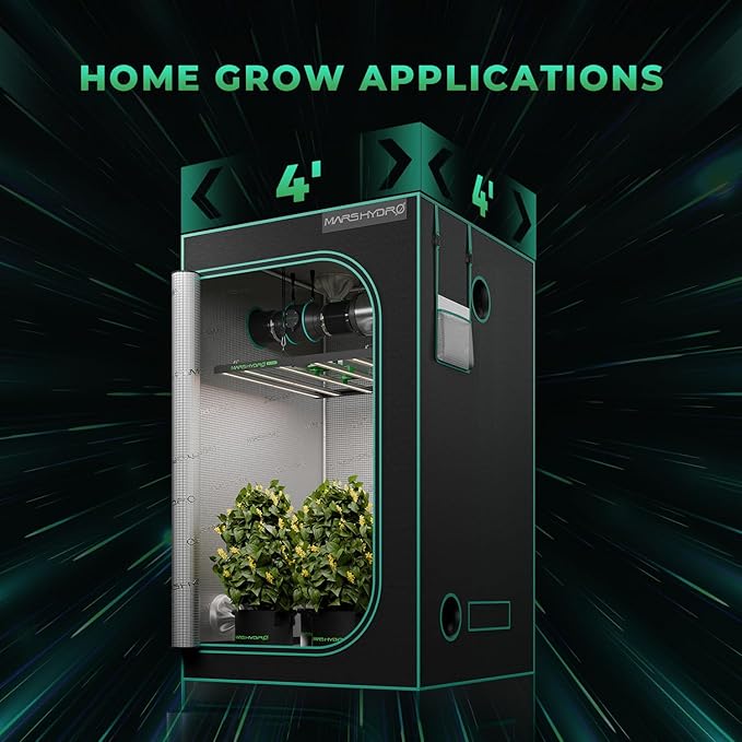 MARS HYDRO 2025 New Version FC-E4800 Foldable LED Grow Light 4x4ft Full Spectrum Grow Light Bar 480Watt Plant Growing Light Remote Control