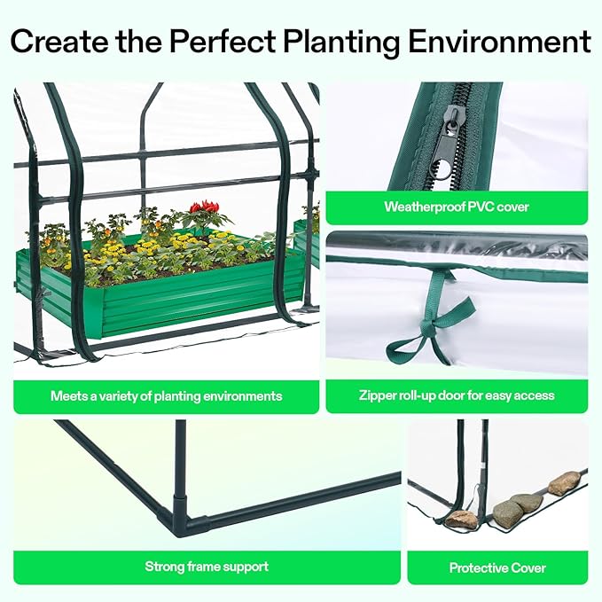 VIVOSUN Portable Mini Greenhouse 94.5x36x36-Inch Tunnels, PVC Cover with Roll-up Zipper Door, for Indoor Outdoor or Garden Plant Growing