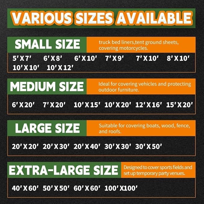 Heavy Duty White Tarps 6' X 8',12 Mil Extra Thick,Durable,Waterproof, UV Resistant, Weatherproof Poly Canopy Tarp,Camping,Carport, (Finished Size)-by Raindeway