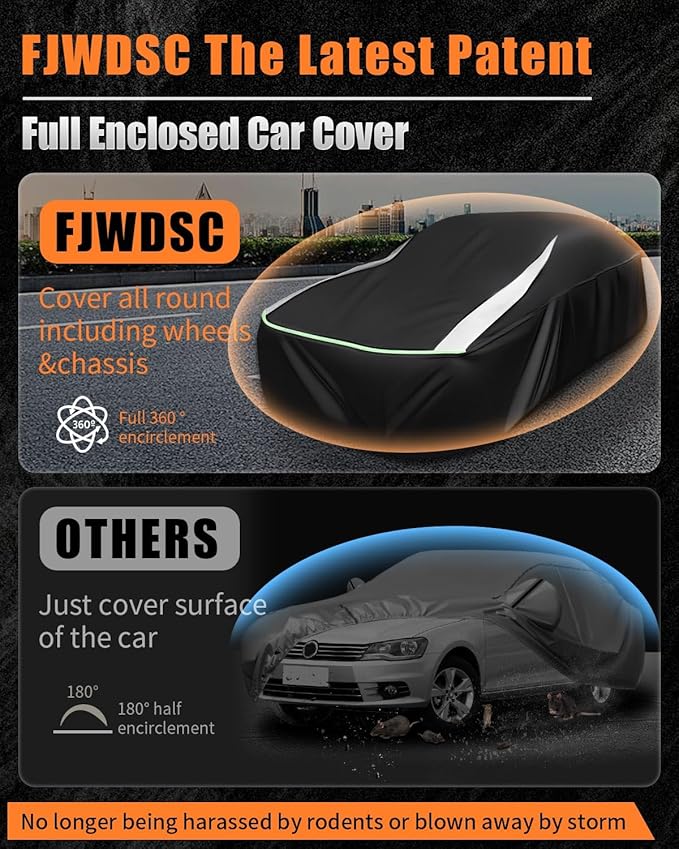 Full Enclosed Car Covers Universal Fit C4 C5 C7 C8 Corvette,Civic,Corolla,Mazda 3,911,3 Series,Forte,Cruze,Elantra,Jetta,Sentra,Escort,Audi A4,Model 3 Sedan/Coupe/Cabrio Length 177-189 inches
