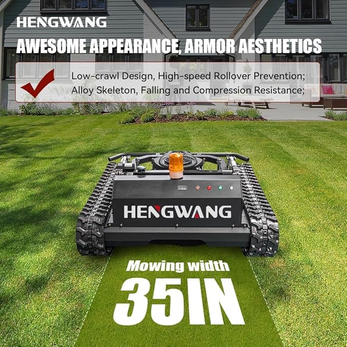 Robotic Remote Control Lawn Mower 90° Climbing Adjustable Mowing Height Track Drive All Terrain Grass Cutter Yard Mower(HW-810-90B)