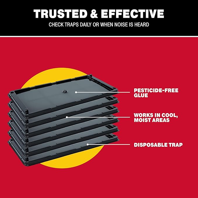 Catchmaster Rat, Snake and Mouse Traps 6Pk, Large Bulk Glue Rat Traps for Home, Adhesive Plastic Tray for Inside House, Snake, Mice, & Spider Catcher, Pest Control for House & Garage