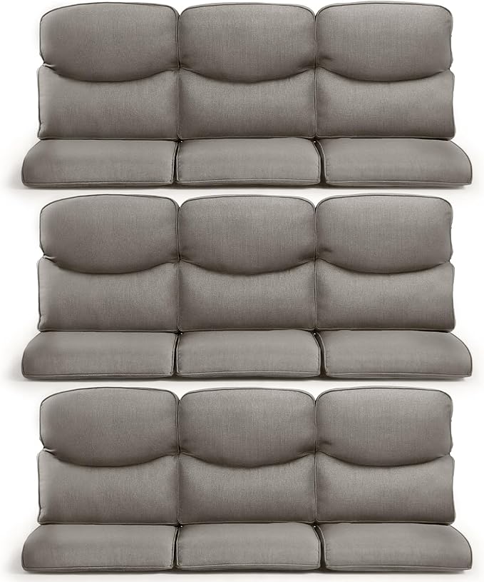 9-Piece Outdoor Patio Cushion Set - Fade & Water Resistant with Removable Olefin Cover, 22x24x4 Inch Memory Foam Cushions for Wicker Sectional Sofa – Grey/Crescent