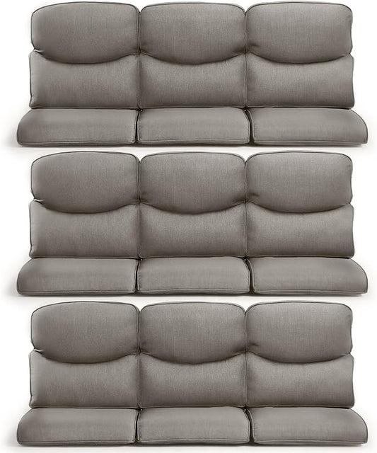9-Piece Outdoor Patio Cushion Set - Fade & Water Resistant with Removable Olefin Cover, 22x24x4 Inch Memory Foam Cushions for Wicker Sectional Sofa – Grey/Crescent