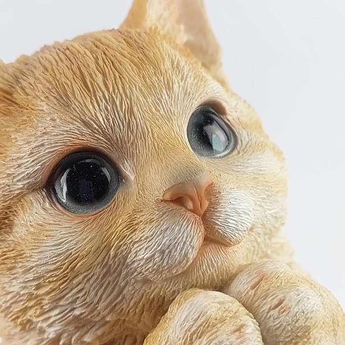 Tabby Praying Cat Statues Outdoor Decorative, Cat Memorial Statue for Yard Lawn Patio Porch, Garden Pet Grave Marker Figures, 5.3" L x 3.7" W x 9.1" H