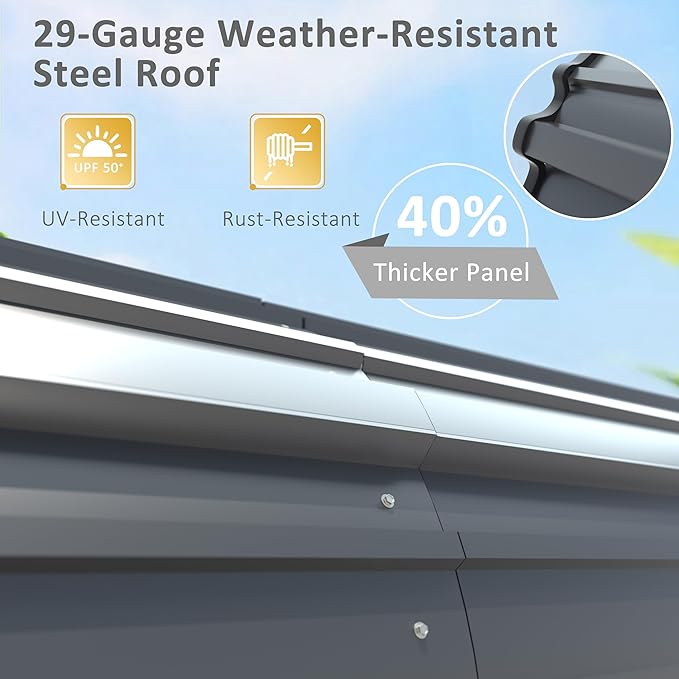 12x20 FT Outdoor Carport with Metal Roof, Heavy Duty Metal Carport Canopy, Garage Car Shelter Shade for Car, Truck, Boat, Gray