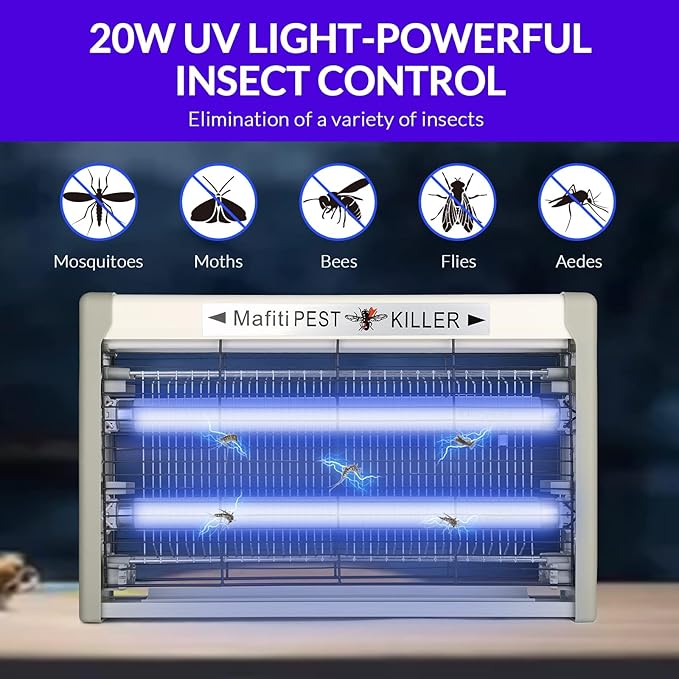 mafiti Electric Bug Zapper, Powerful 20w Fly Zapper Traps Indoor Electric Mosquito Zapper Fly Killer Gnats Fruit Trap for Home Restaurants Kitchen Garden 2Pack