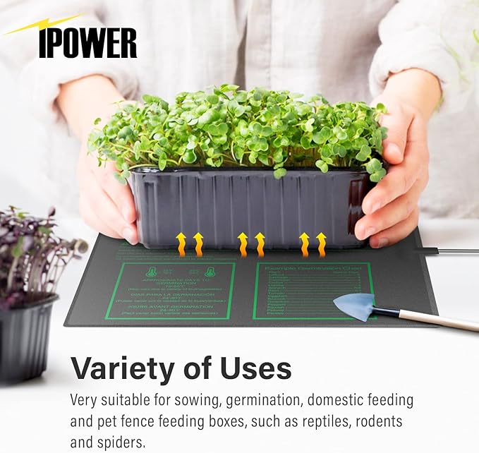 iPower 2 Pack 20" x 20.75" Seeding Heat Mat with Thermostat Temperature Adjustable Knob Durable Warm Hydroponic Plant Germination Starting Pad, Black