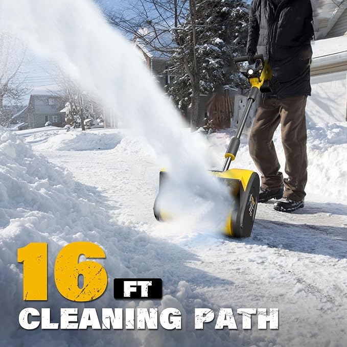 Cordless Snow Shovel,20V 12-Inch Electric Snow Shovel, Snow Blower Cordless with Directional Plate and Adjustable Front Handle, Equipped with LED Lights(4-Ah Battery and Quick Charger Included)