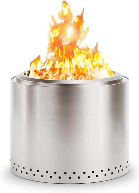 Smokeless Fire Pit, 19.7 inch Firepits for Outside with Removable Ash Pan, Portable Low Smoke Stainless Steel Outdoor Fire Pits, Lightweight Wood Burning Smokeless Firepit for Camping, Bonfire, Picnic