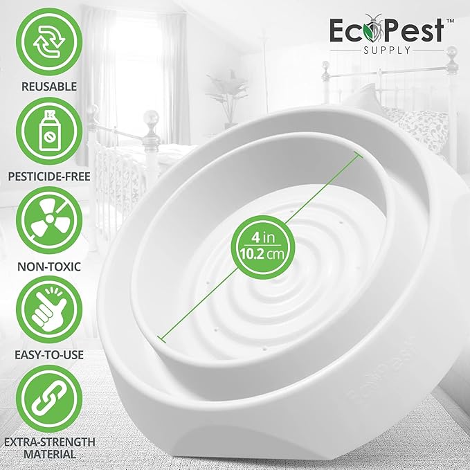 Bed Bug Interceptors – 8 Pack | Bed Bug Blocker (Pro) Interceptor Traps (White) | Insect Trap, Monitor, and Detector for Bed Legs