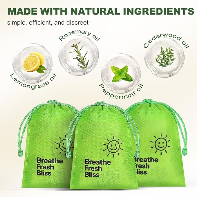 12 Pack Natural Bed Bug Repellent Pouches, Plant Based Long-Lasting 2 Month Protection Against Bedbugs, Dust Mites & Fleas, Safe for Mattress, Luggage, Furniture & Travel, No Residue Non-Toxic Formula