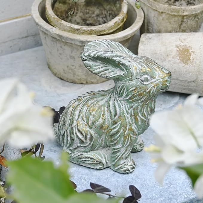 All Chic Bunny Decor Garden Statue Cement Rabbit Statue for Home Garden Indoor Outdoor Statues for Yard,Front Yard Decor,Easter Rabbit Figurines