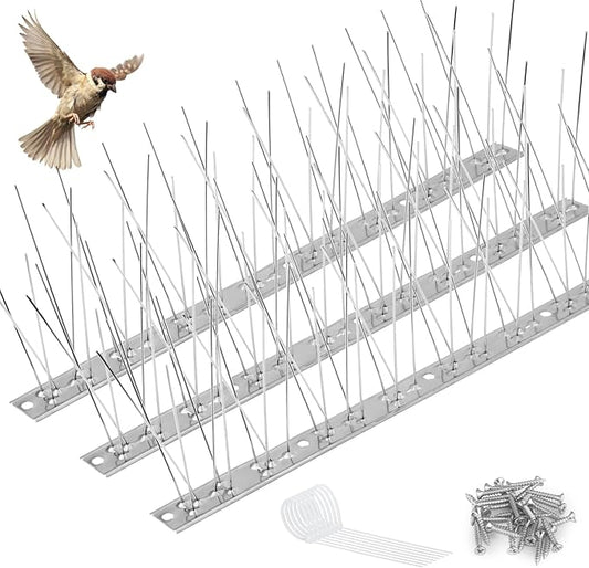 Bird Spikes Outdoor Use Bird Deterrent Spikes with Stainless Steel Base for Small Pigeons Crows and Woodpeckers Fence Roof and Wall