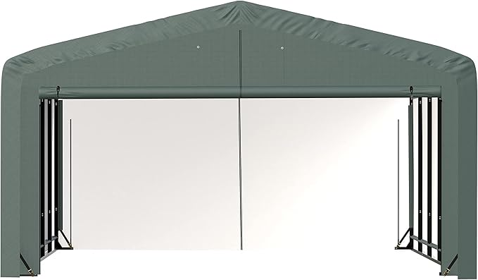 ShelterLogic ShelterTube Garage & Storage Shelter, 20' x 23' x 12' Heavy-Duty Steel Frame Wind and Snow-Load Rated Enclosure, Green