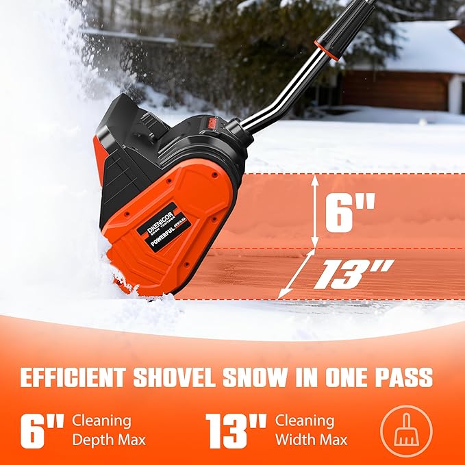 40V Cordless Snow Shovel, 13" Brushless Electric Snow Blower with Directional Plate, 2X 4.0 Ah Batteries & Quick Charger, Adjustable Front Handle & Deflector for Garden,Yard and Patio,Orange