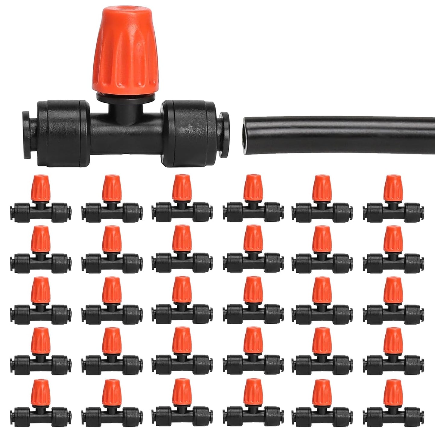 MIXC 30pcs Quick-Connect Drip Irrigation Micro Spray Emitters for 1/4" Drip Irrigation Tubing - Three-Way Adjustable Atomizing Nozzle for Irrigation System