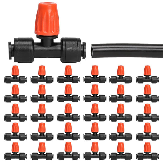 MIXC 30pcs Quick-Connect Drip Irrigation Micro Spray Emitters for 1/4" Drip Irrigation Tubing - Three-Way Adjustable Atomizing Nozzle for Irrigation System