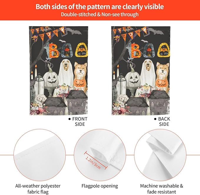 Halloween Pumpkin Cat Boo Garden Flag Welcome Party Outdoor Outside Decorations Picks Home House Garden Yard Decor 12x18 Inch