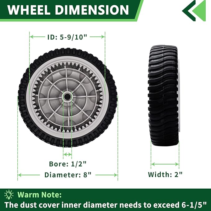 2 Pack 8" X2-1/8" Front Drive Wheel Replaces MTD 734-04018C 734-04018A 734-04018B 12AV569Q597