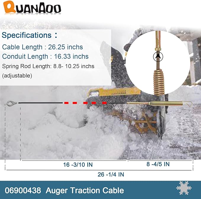 Traction Cable 06900438 for Ariens Compact 20 24 SNO-Tek 24 28 120V ST24 Snow Blower Replaces 24916003 Auger and Upper Traction Cable