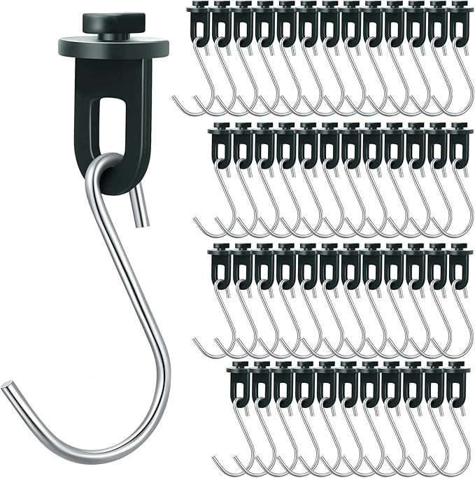 Ripeng 50 Pieces Greenhouse Hooks Hanger Twist Clips Greenhouse Fixing Clips with Stainless Steel S Hooks for Outdoor Garden Hanging Plants Plastic Insulation Netting Shading