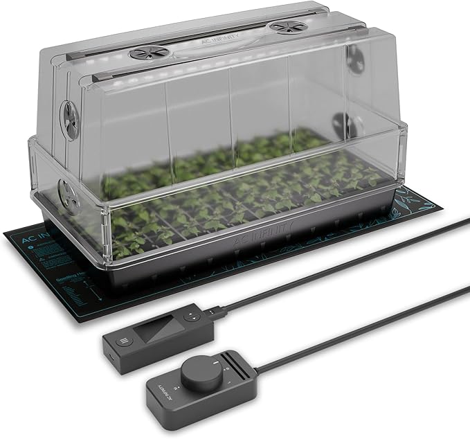 AC Infinity Heavy-Duty Large Humidity Dome 6x12 Germination Kit with Waterproof Seedling Mat, Full Spectrum LED Grow Light Bars, Samsung LM301H EVO Diodes, Vented Extension Panels, for Seed Starting