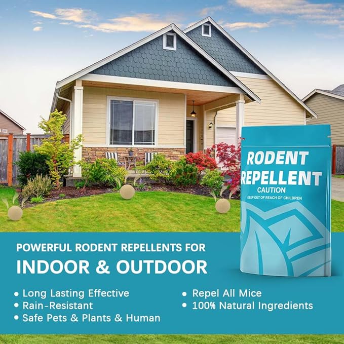 Rodent Repellent, Mice Repellent Indoor, Mouse Repellents Outdoor, Peppermint to Repel Mice and Rats, Mouse Deterrent, Rat Repellant for House, Mice Control for Car/Garage-4P