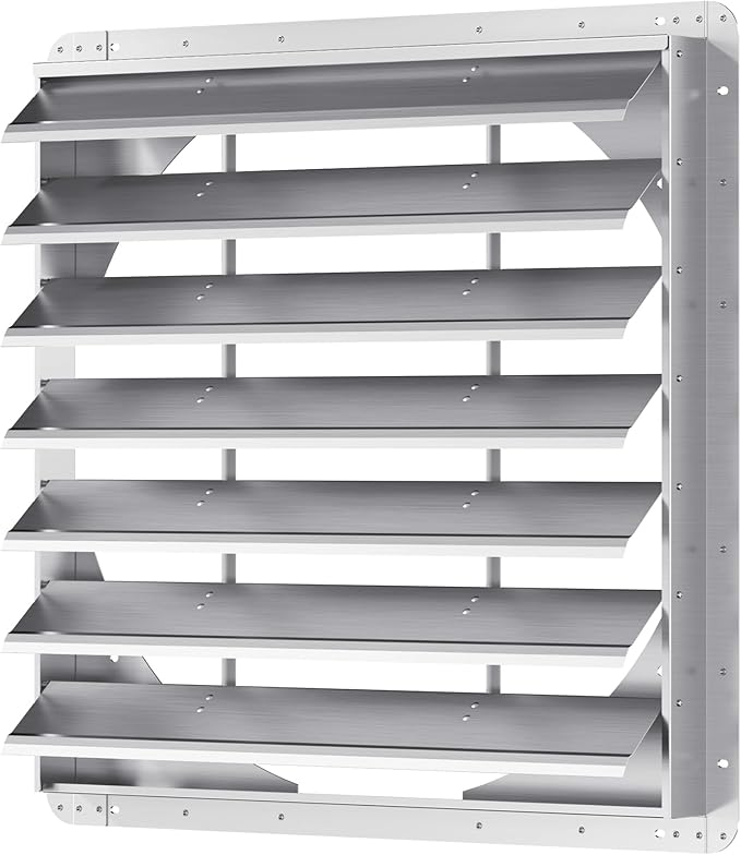 30 Inch Galvanized Shutter Exhaust Louver Vent, Automatic Gravity Shutter Louver Vent for Home Attics, Workshops, Barn, Greenhouse (Motor&Blades are not Included)