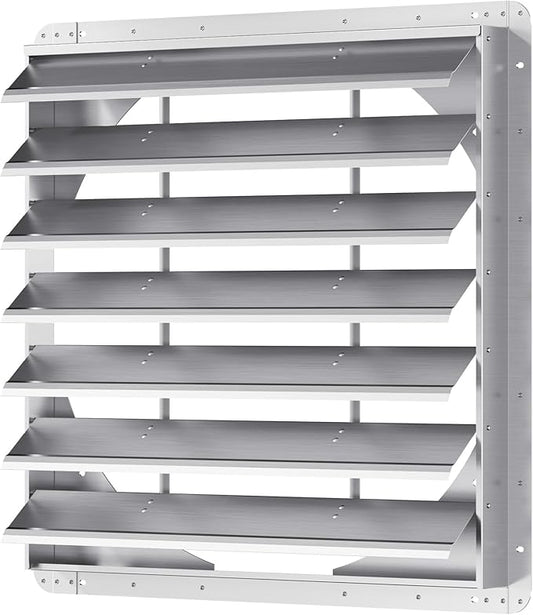 30 Inch Galvanized Shutter Exhaust Louver Vent, Automatic Gravity Shutter Louver Vent for Home Attics, Workshops, Barn, Greenhouse (Motor&Blades are not Included)