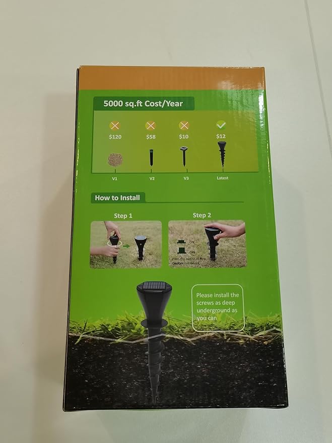 Mole Repellent Solar Powered 4 Pack, Snake Vole Repellent Outdoor, IP65 Waterproof Snake Deterrent Gopher, Waterproof Sonic Mole Spikes for Lawn and Garden, Get Rid of Moles, Groundhogs, and Rodents